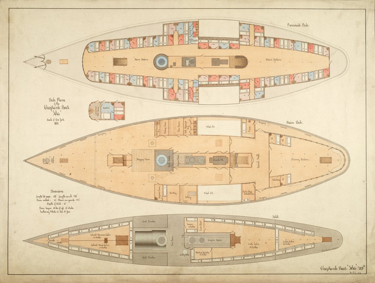 Planos de cubierta del barco Choptank "Ida" de . .