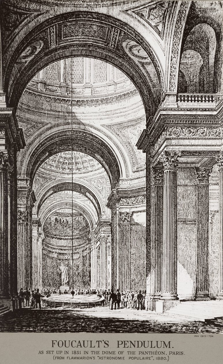 Demostración del péndulo de Foucault en el Panteón, París, Francia de Frederick (attr. to) Barnard