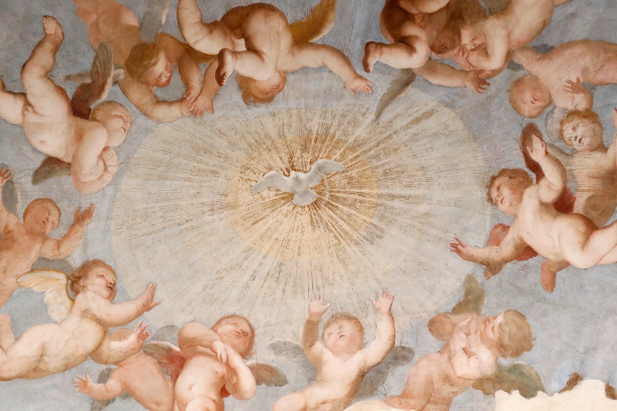 Paloma del Espíritu Santo. Fresco. La Basílica della Santissima Annunziata del Vastato. Génova. Italia. de . .