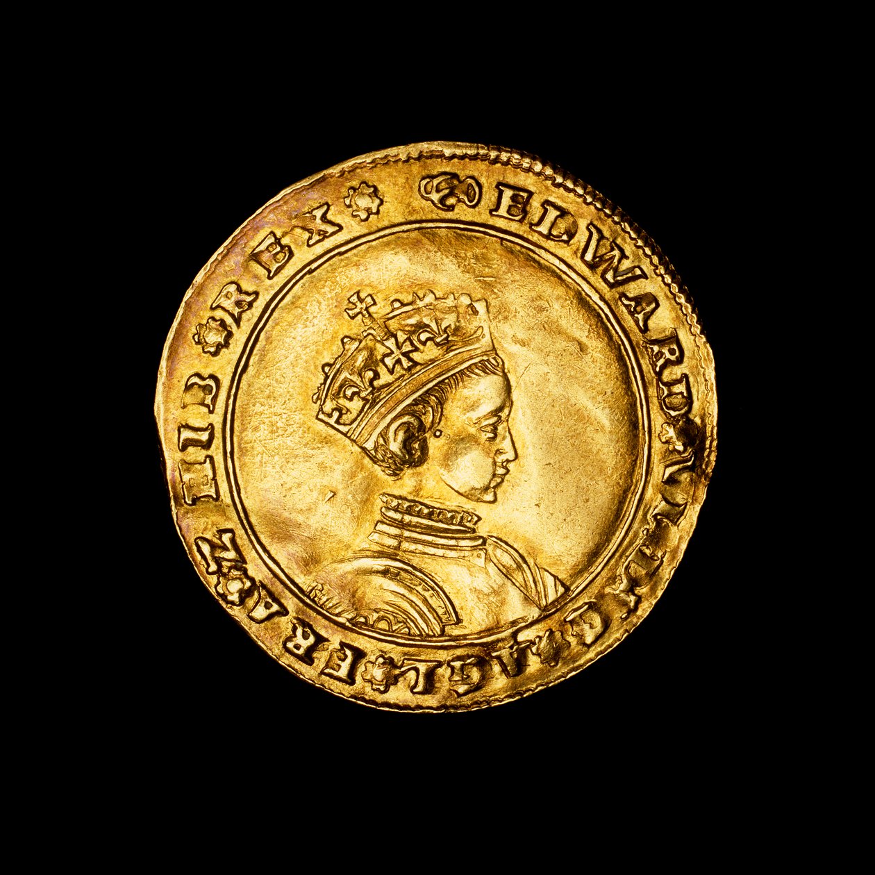 Moneda inglesa de medio soberano de oro martillado de Hippolyte Lalaise Devéria