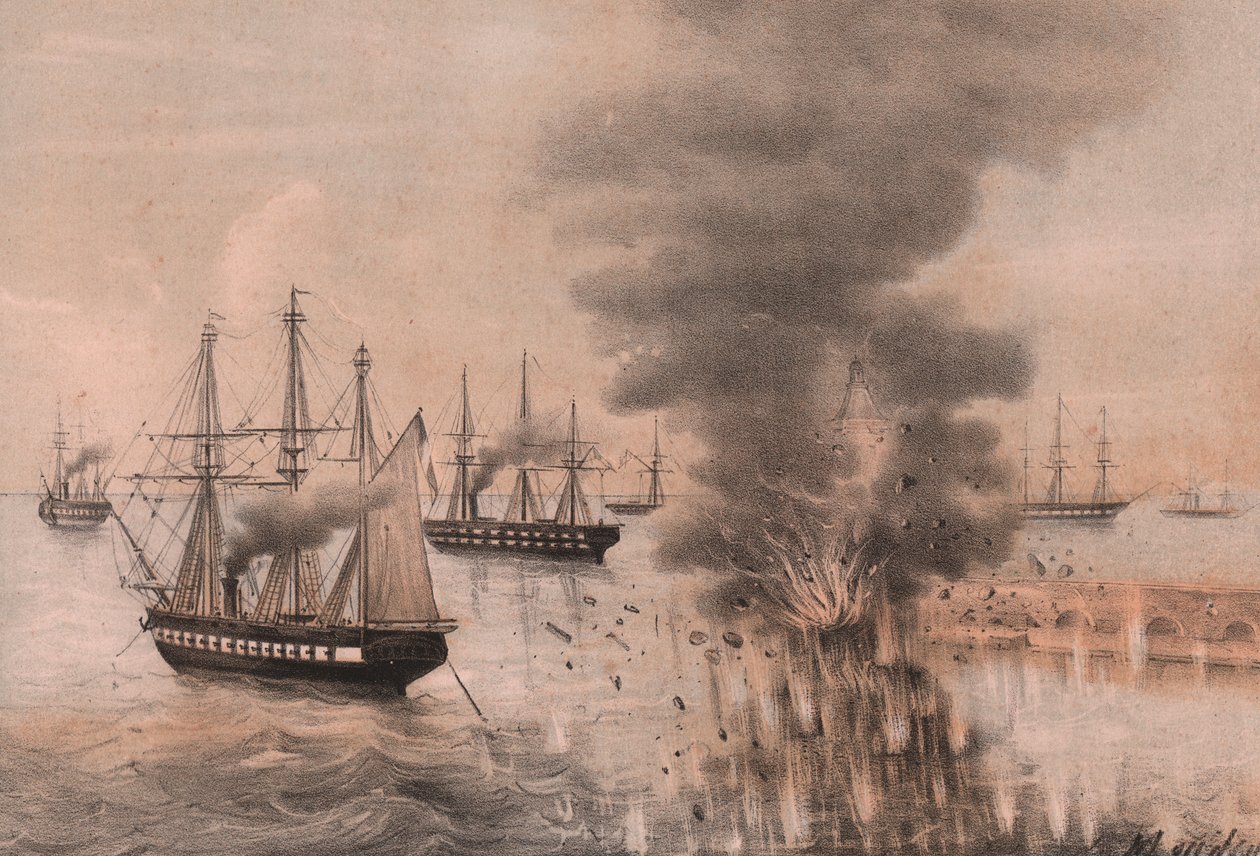 Explosión de la linterna de Ancona al lado del mar, sitio de Ancona de William Walcutt