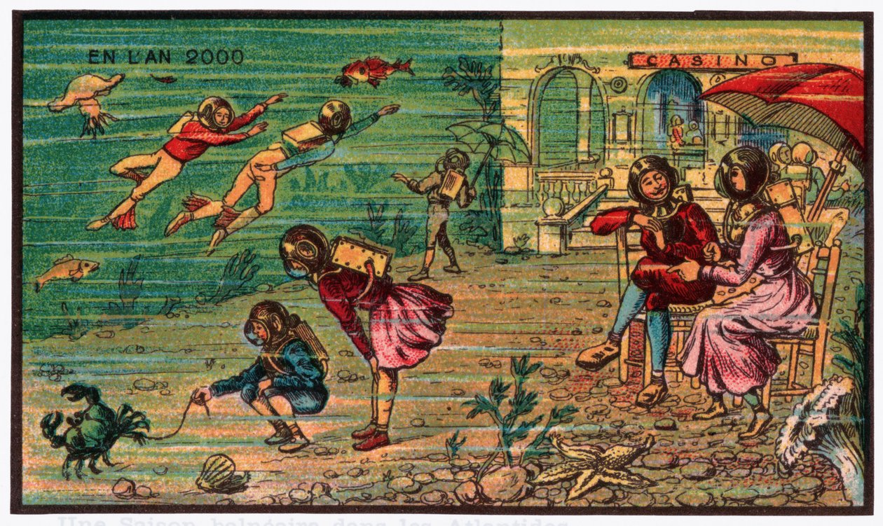 Vacaciones familiares bajo el océano, c.1910 de . .
