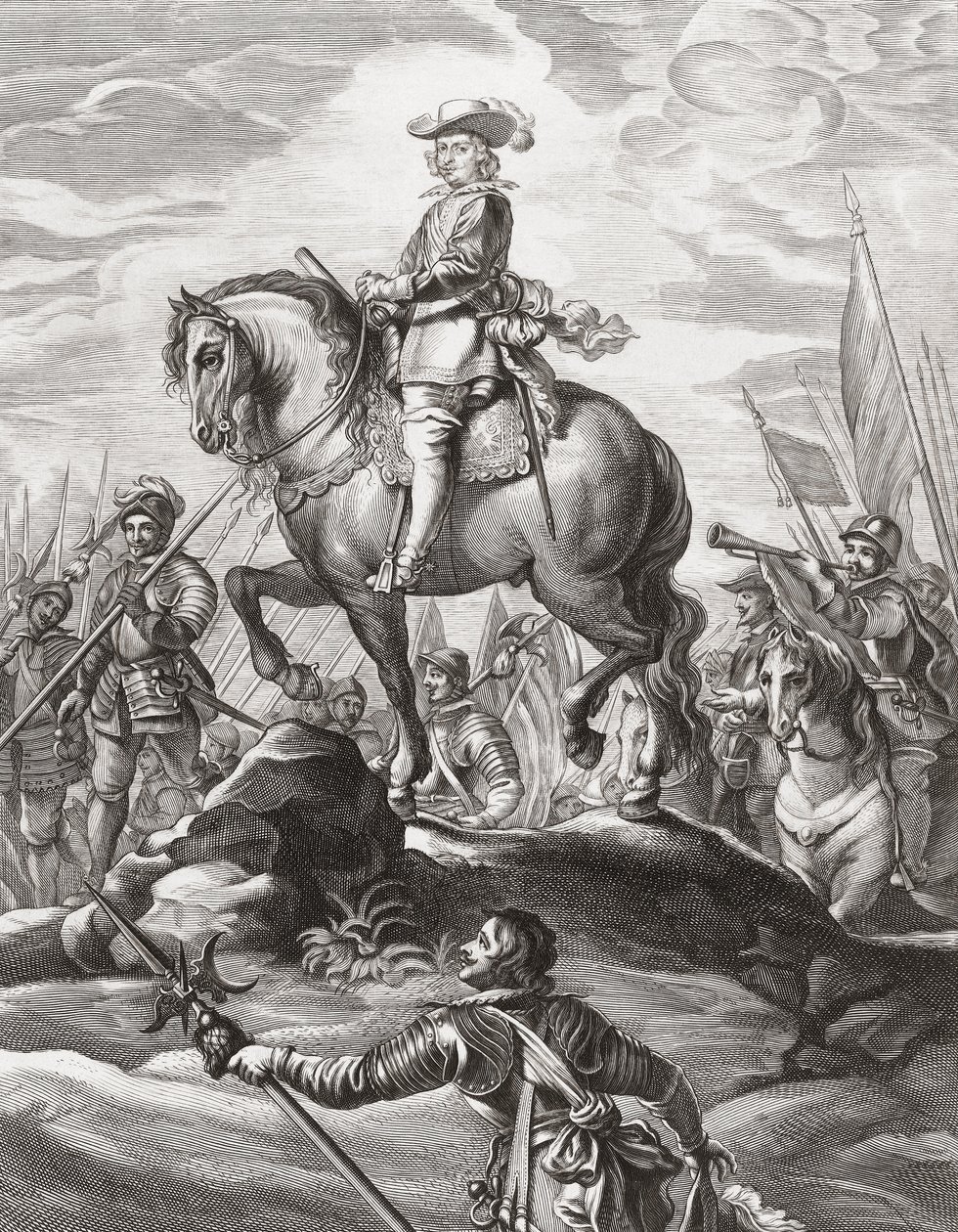 Fernando de Austria liderando tropas sobre los Alpes, julio 1634 de . .