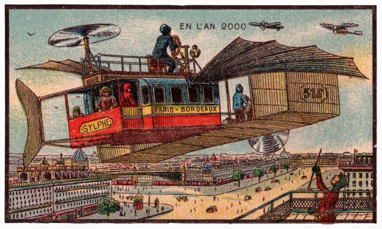 Autobús volador en París, c.1910 de . .