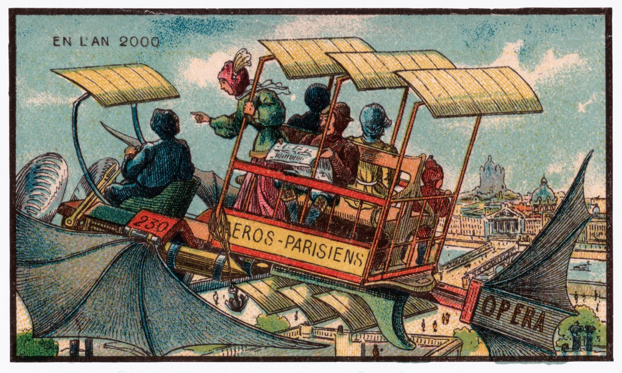 Autobús volador en París, c.1910 de . .