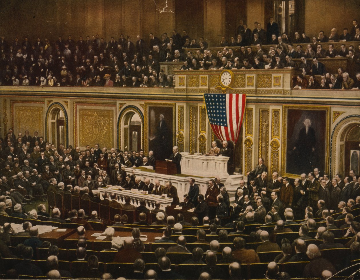Por la libertad del mundo, el presidente Woodrow Wilson pidiendo al Congreso declarar la guerra a Alemania, 2 de abril de . .
