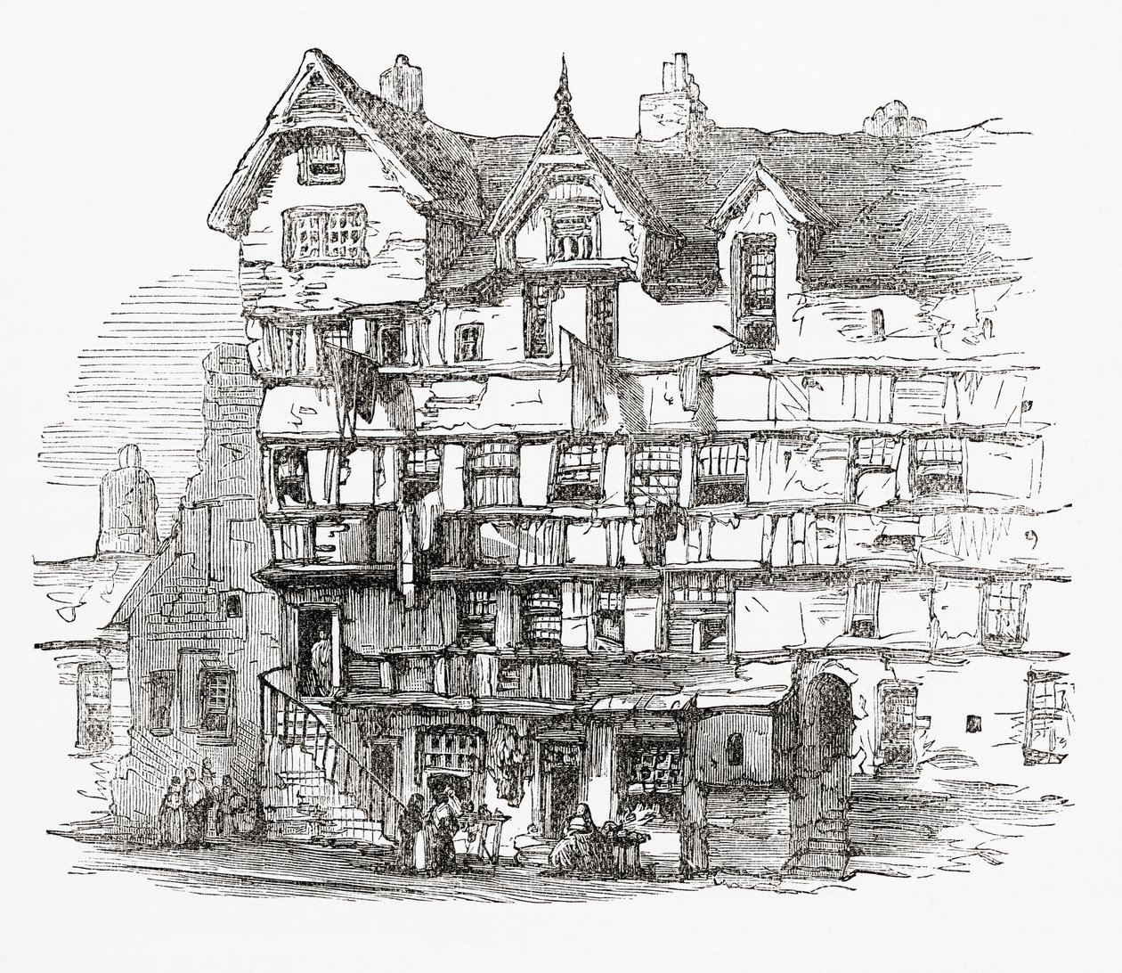 Casas en la Calle Alta, Edimburgo, Escocia de . .