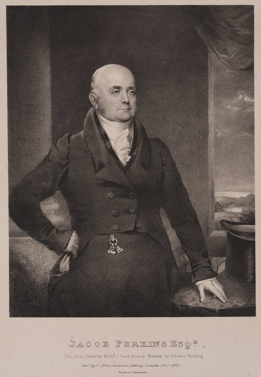 Jacob Perkins, ingeniero mecánico e inventor estadounidense de Frederick (attr. to) Barnard