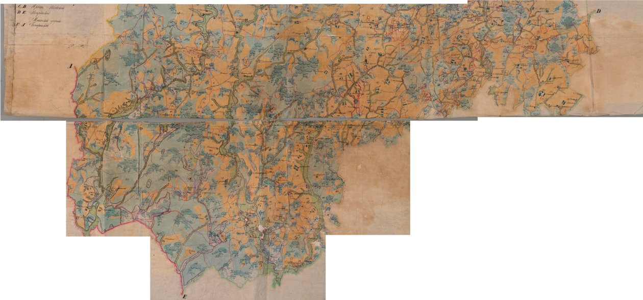 Mapa del distrito de Kirzhach (PGM 1 verst) 1780 - 1790 de неизвестны