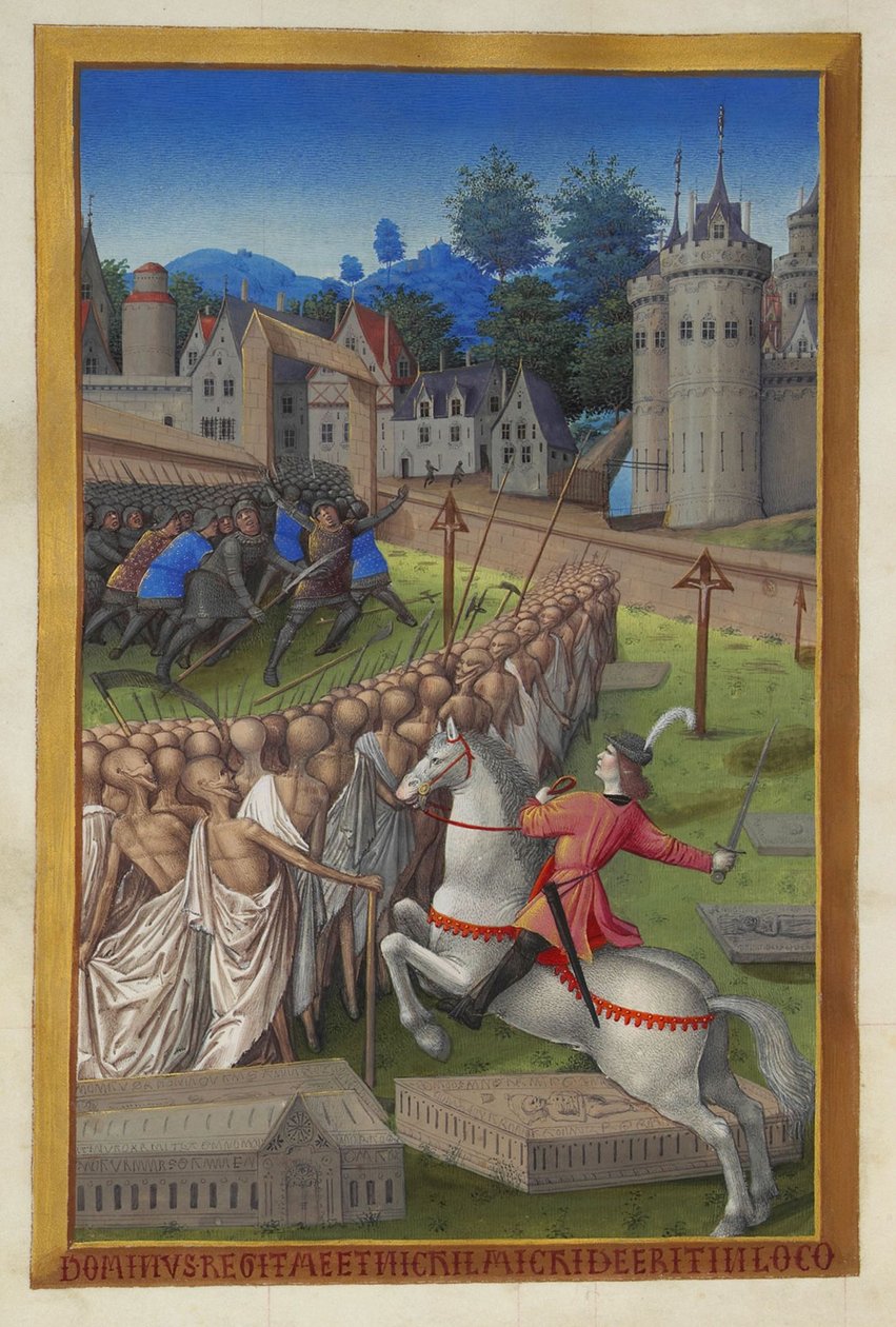 Las muy ricas horas del duque de Berry, Folio 90v - El jinete de la muerte de Unbekannt 2321