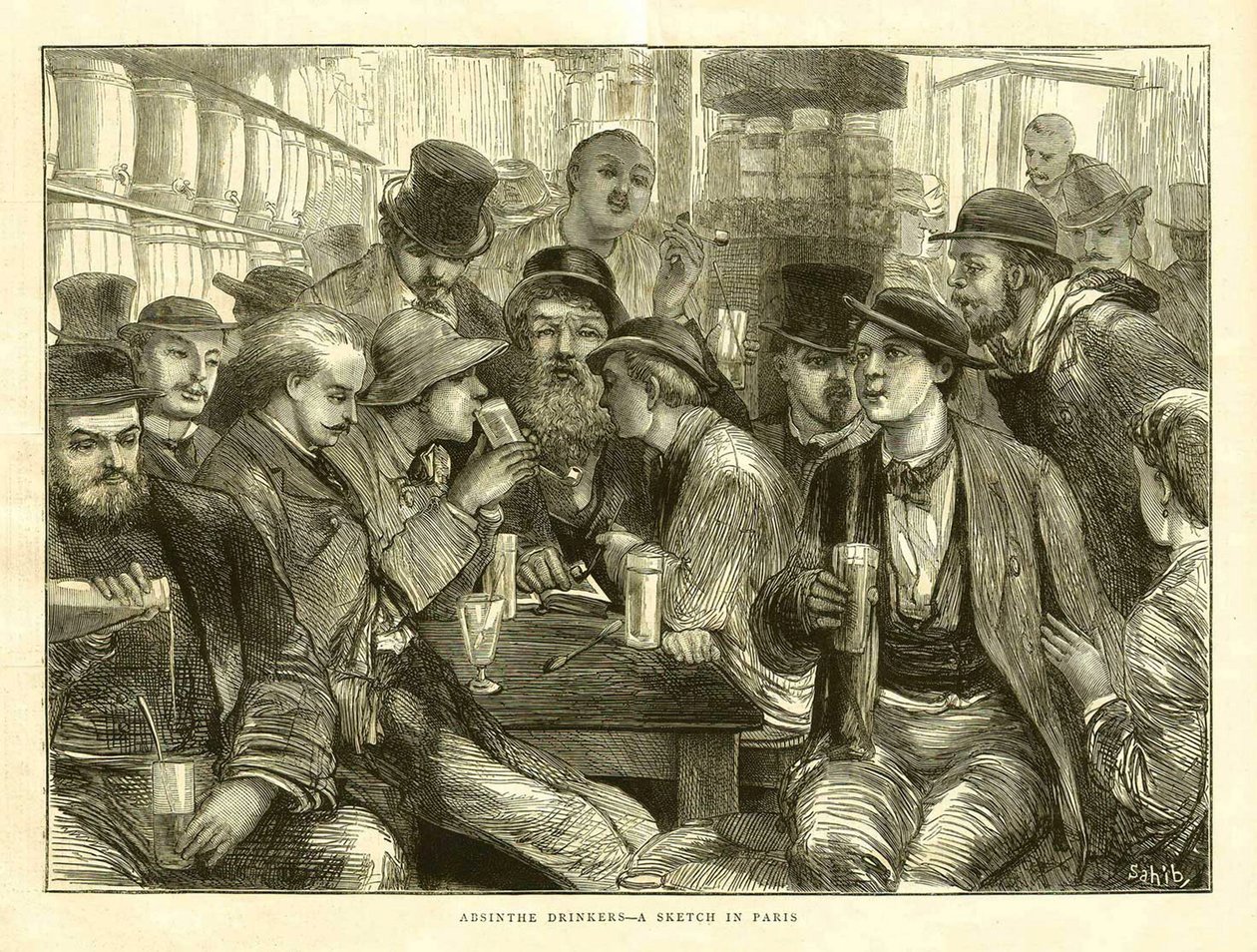 Los bebedores de absenta, París 1872 de Frederick (attr. to) Barnard