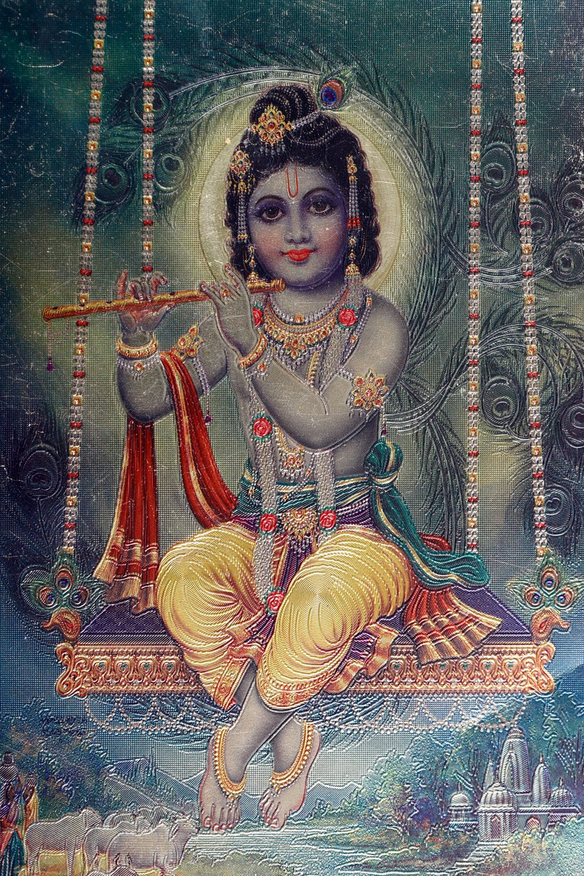 Señor Krishna con flauta. Dios hindú de . .