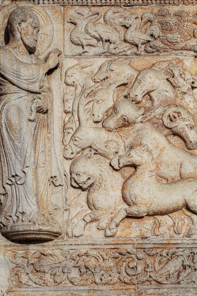 Bajo relieve del portal de San Zeno Maggiore. Verona de . .