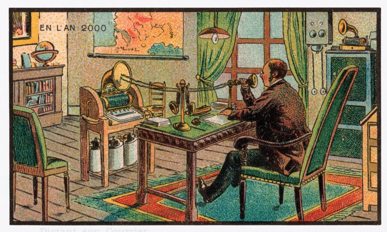 Grabación de correo en un gramófono, c.1910 de . .