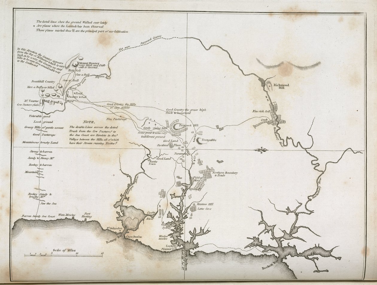 Mapa de Sídney y áreas circundantes, Australia, c. 1798 de Frederick (attr. to) Barnard