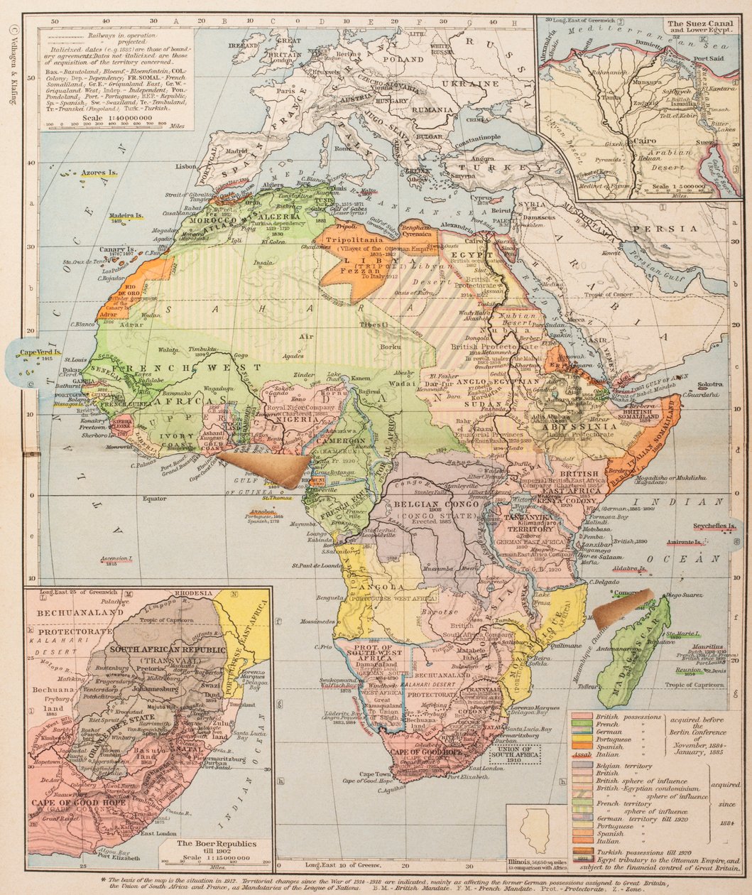 Mapa que muestra la partición de África de . .