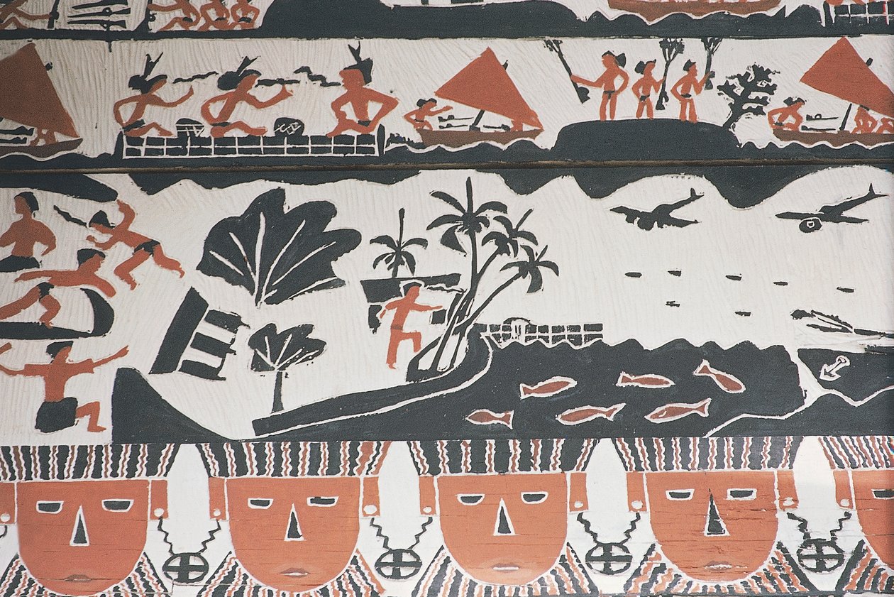 Estera con decoración tradicional, Micronesia de William Walcutt