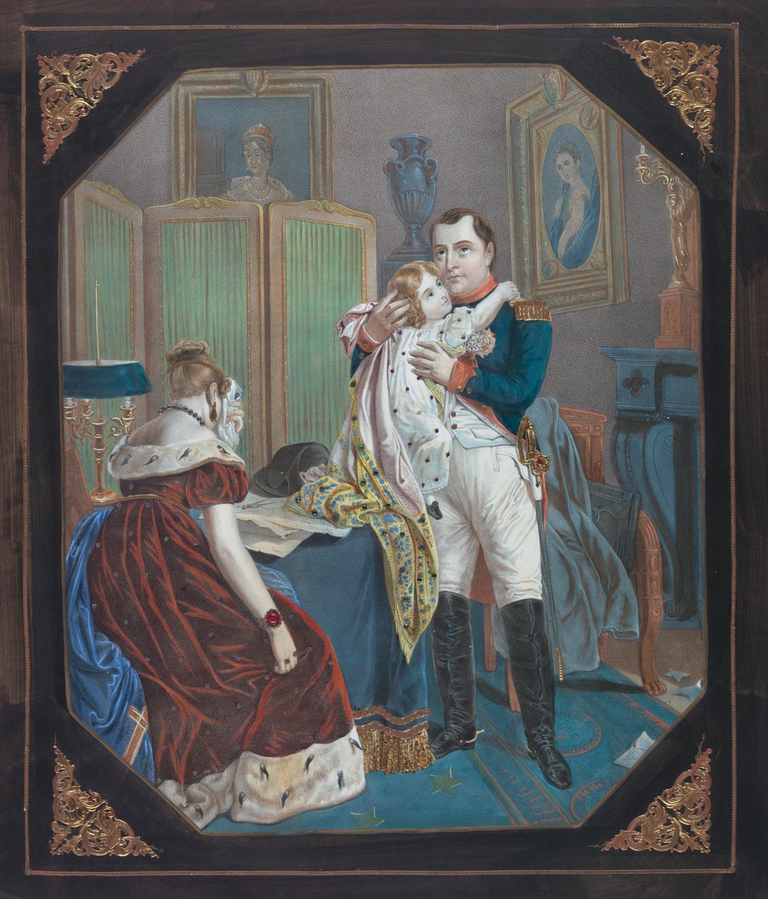 Napoleón y la emperatriz María Luisa con el rey de Roma, c.1860 de . .