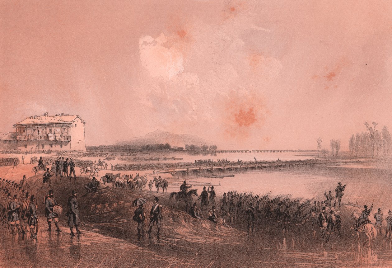 El ejército piamontés cruza el río Sesia de William Walcutt