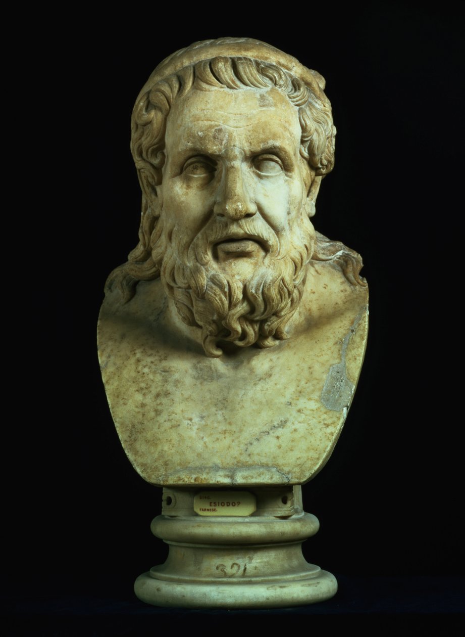 Busto retrato posiblemente de Hesíodo (siglo VIII a.C.) o Homero (siglo VIII a.C.), copia de un original griego del siglo V a.C. de Hippolyte Lalaise Devéria