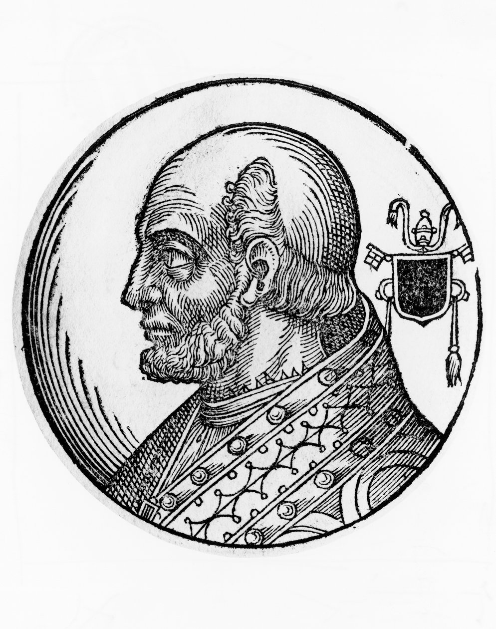 Retrato de Teodoro I (fallecido en 649), 73º Papa de la Iglesia Católica desde 642, grabado de William Walcutt