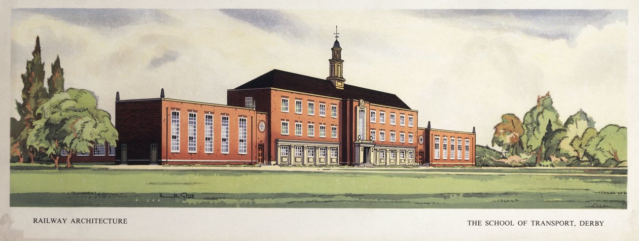 Arquitectura ferroviaria: la Escuela de Transporte, Derby, principios de los años 1950 de Frederick (attr. to) Barnard