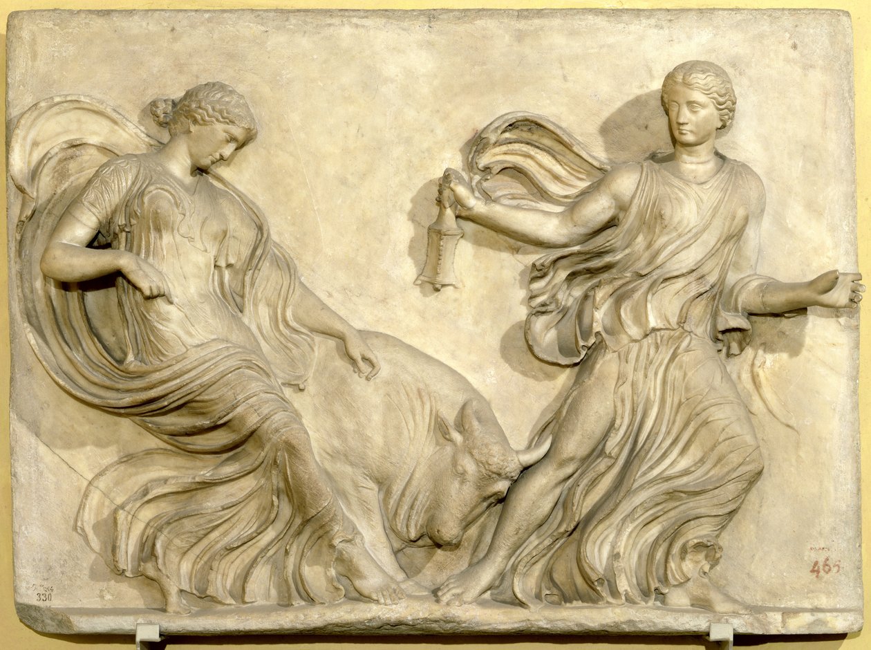 Relieve del Templo de Nike de la Acrópolis, Atenas, Neo-Ático, griego, finales del siglo II a.C. de Hippolyte Lalaise Devéria