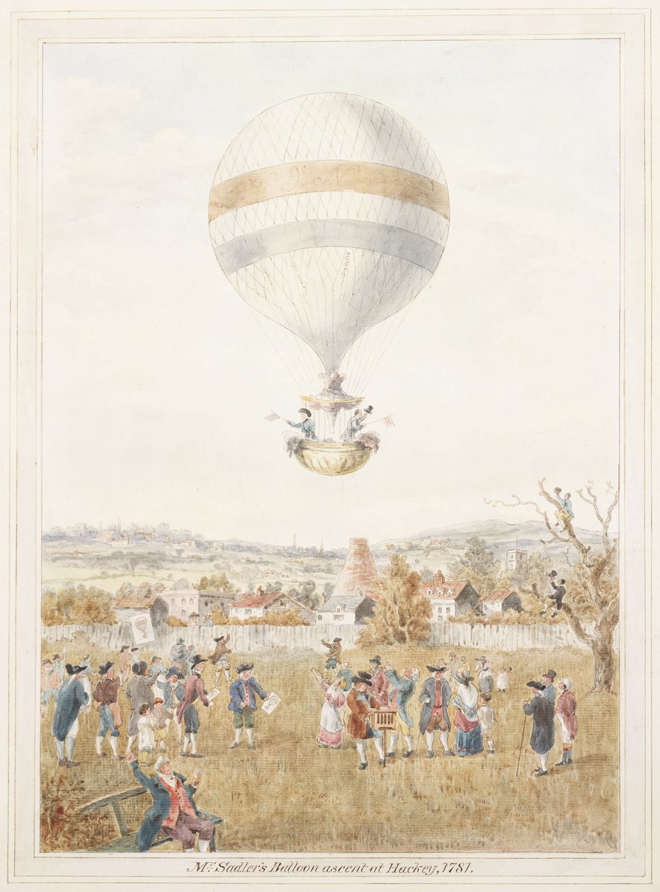 Ascenso en globo de Sadler desde Hackney de Frederick (attr. to) Barnard