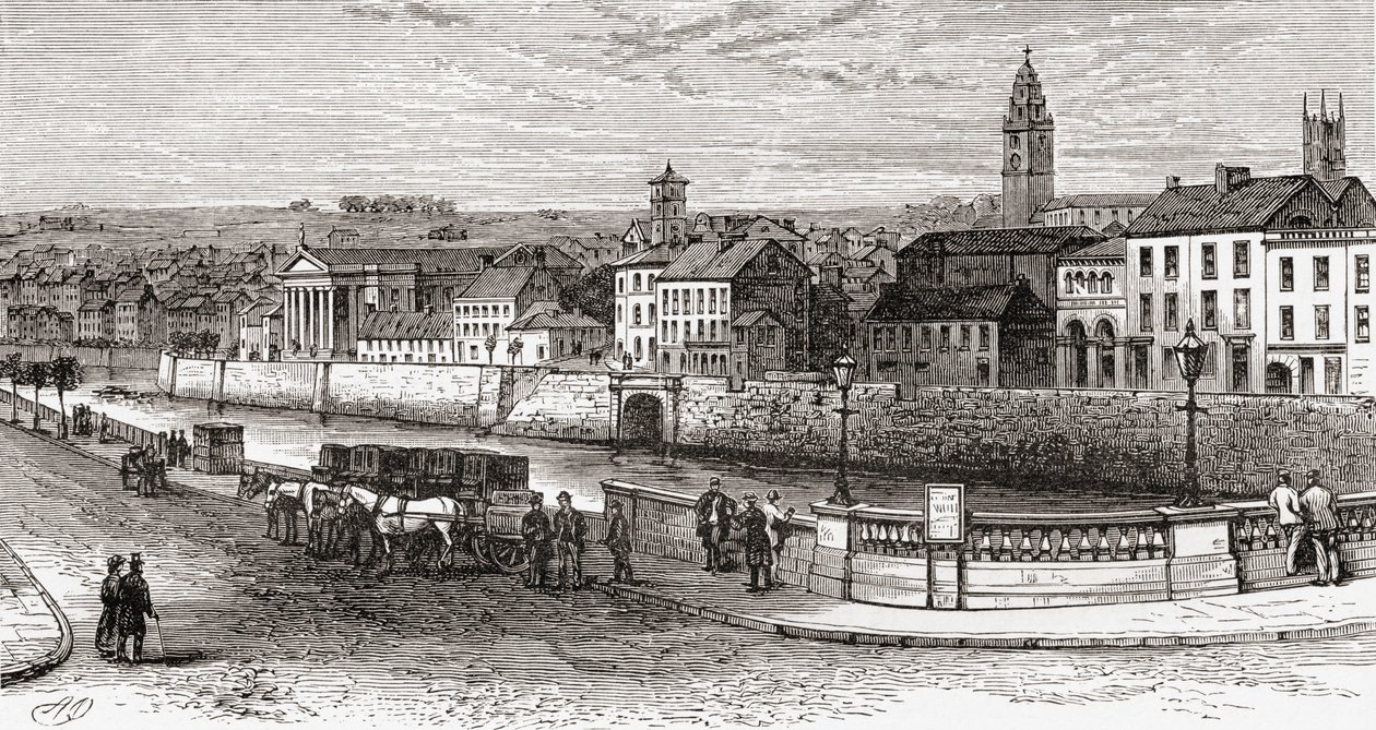 Shandon junto al río Lee, Condado de Cork, Irlanda a finales del siglo XIX, de Our Own Country publicado en 1898 de Ferdinand Georg Waldmuller