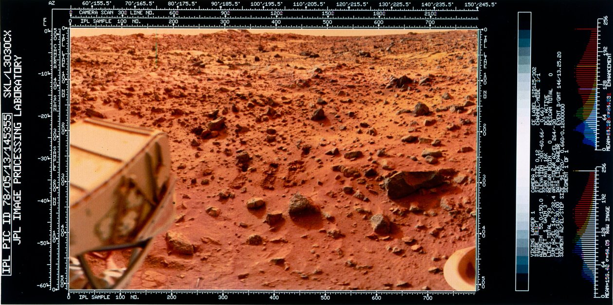 Nave espacial, EE.UU., Viking Vista cercana del paisaje marciano desde el Viking 1 Lander de Ferdinand Georg Waldmuller