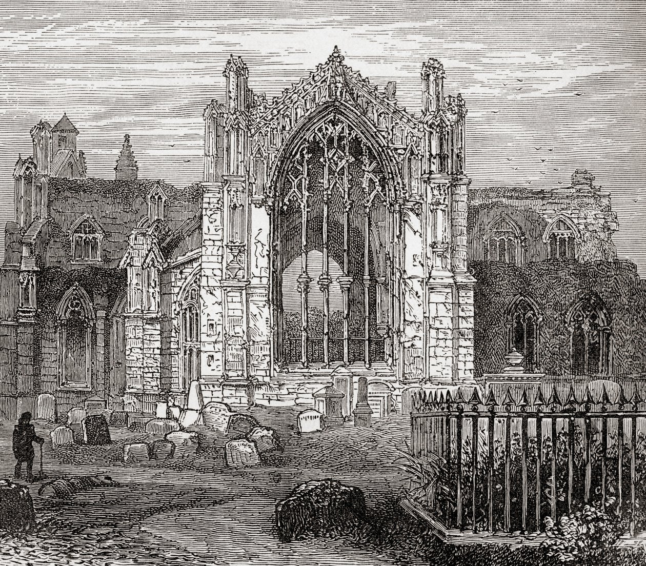 Abadía de Santa María, Melrose, Roxburghshire, Scottish Borders, Escocia de . .