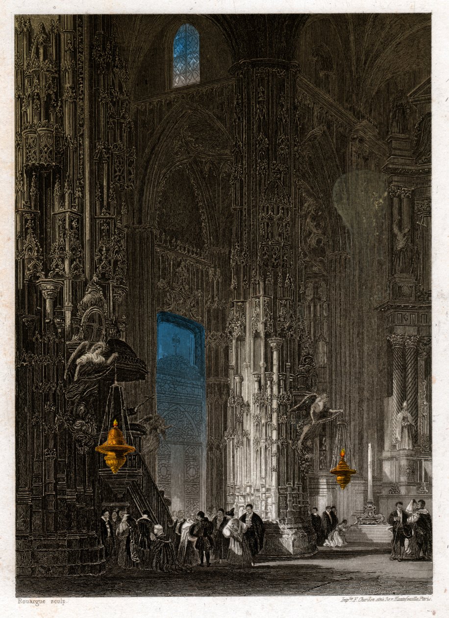 La Catedral del Salvador en Jerez de la Frontera. circa 1840 (grabado) de . .