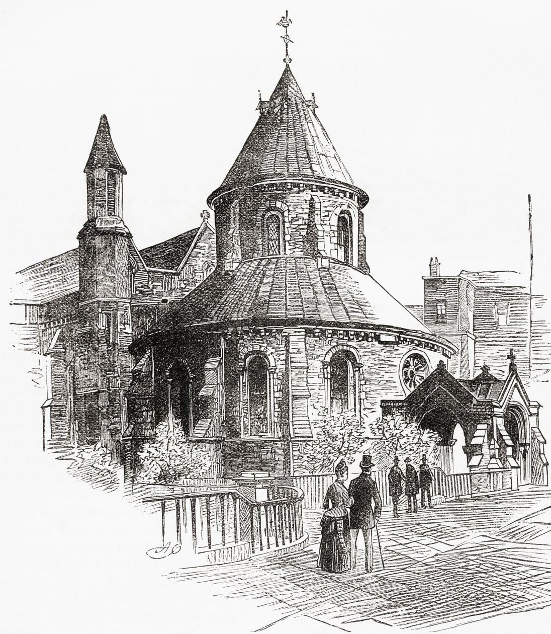 La Iglesia del Templo, Londres, Inglaterra, vista aquí en el siglo XIX. de . .