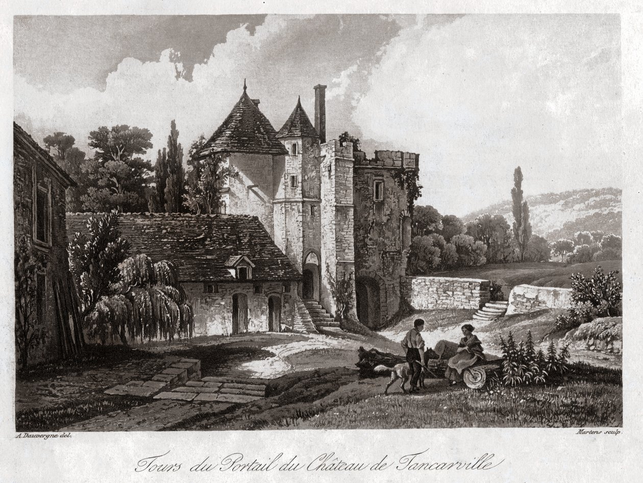 El castillo de Tancarville. circa 1840 (grabado) de . .
