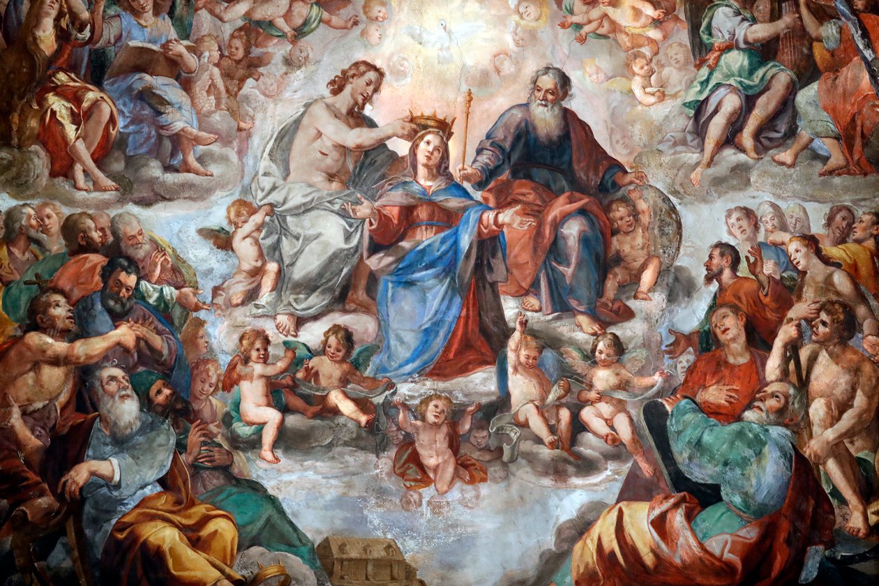 La coronación de la Virgen. Fresco. Iglesia de San Donato. Génova. Italia. de . .