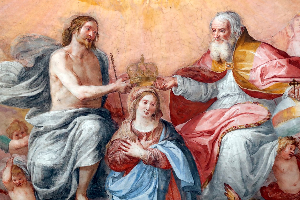 La coronación de la Virgen. Fresco. La Basílica della Santissima Annunziata del Vastato. Génova. Italia. de . .