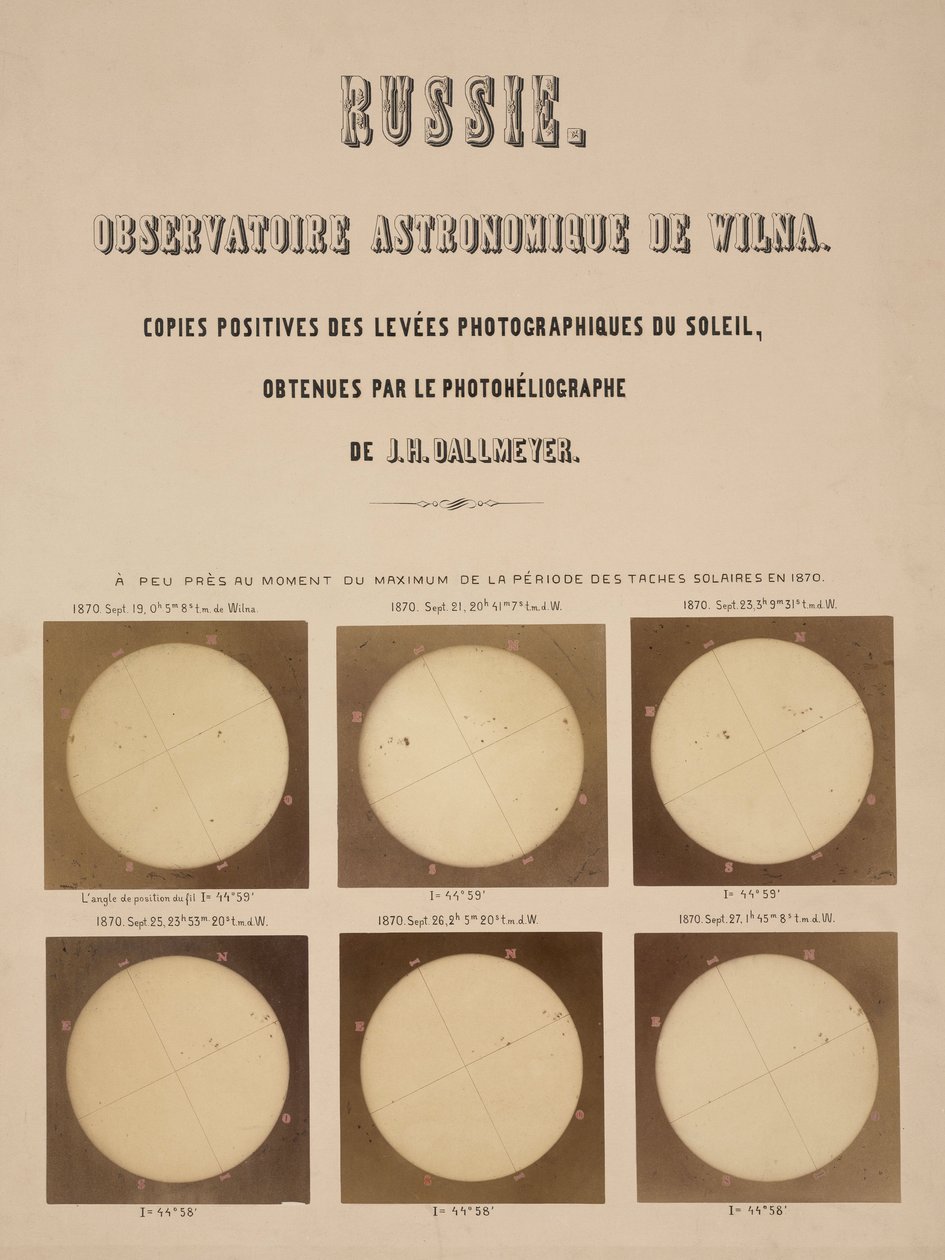 El sol, fotografiado con un heliógrafo Dallmeyer, Vilna, Lituania de Frederick (attr. to) Barnard