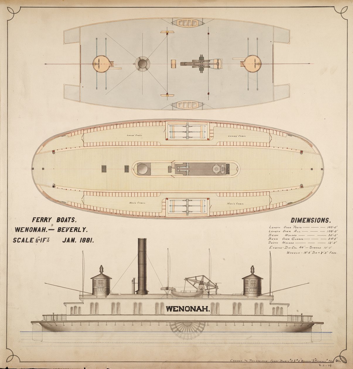 Botes de ferry Wenonah y Beverly de . .