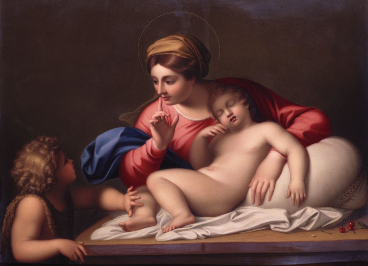 La Madonna y el Niño Dormido con San Juan Bautista de Annibale Carracci