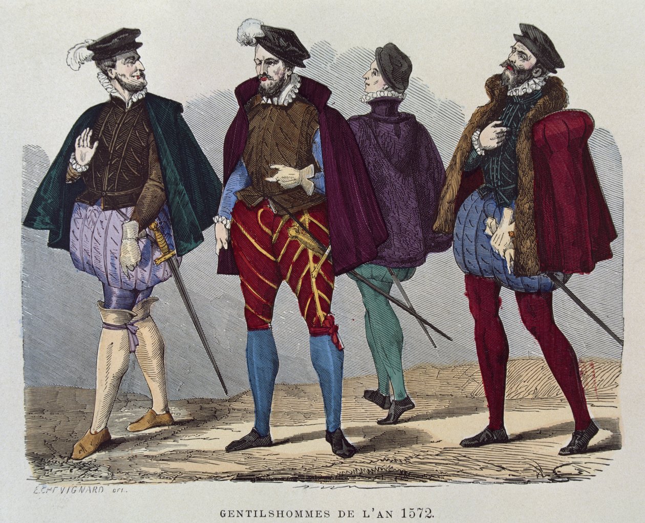 Caballeros en el año 1572 de after Chevignard