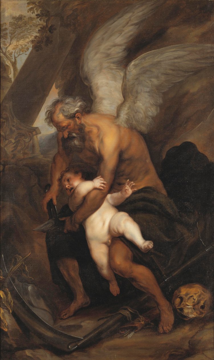 El tiempo cortando las alas del amor de after Anthony van Dyck