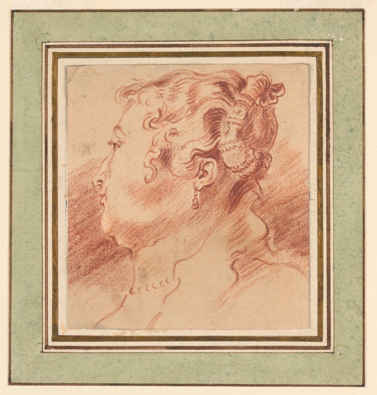 Estudio de cabeza de mujer de after Antoine Watteau