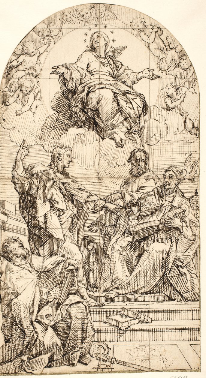 La Inmaculada Concepción con San Juan Evangelista, San Gregorio Magno, San Juan Crisóstomo y San Agustín de after Carlo Maratti