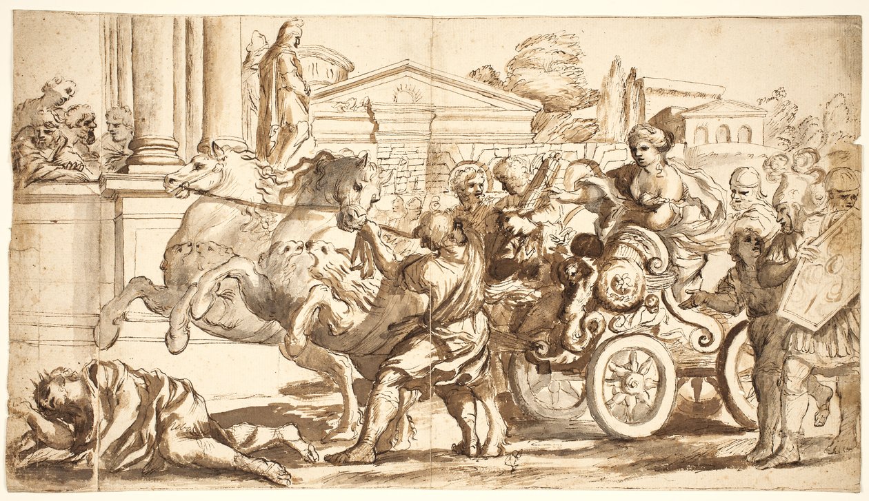 Tullia conduciendo su carro sobre el cuerpo de su padre de after Ciro Ferri