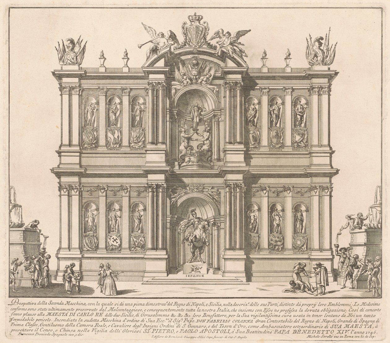 La Segunda Máquina para la Chinea de 1746: Los territorios del Reino de Nápoles de after Francisco Preciado de la Vega Miguel