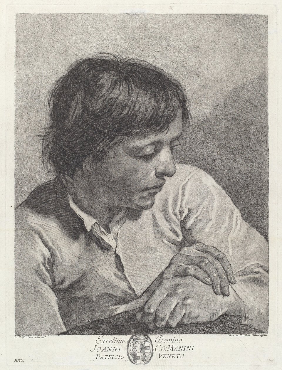 Un joven con las manos cruzadas de after Giovanni Battista Piazzetta Pietro Scattaglia and Innocente Alessandri