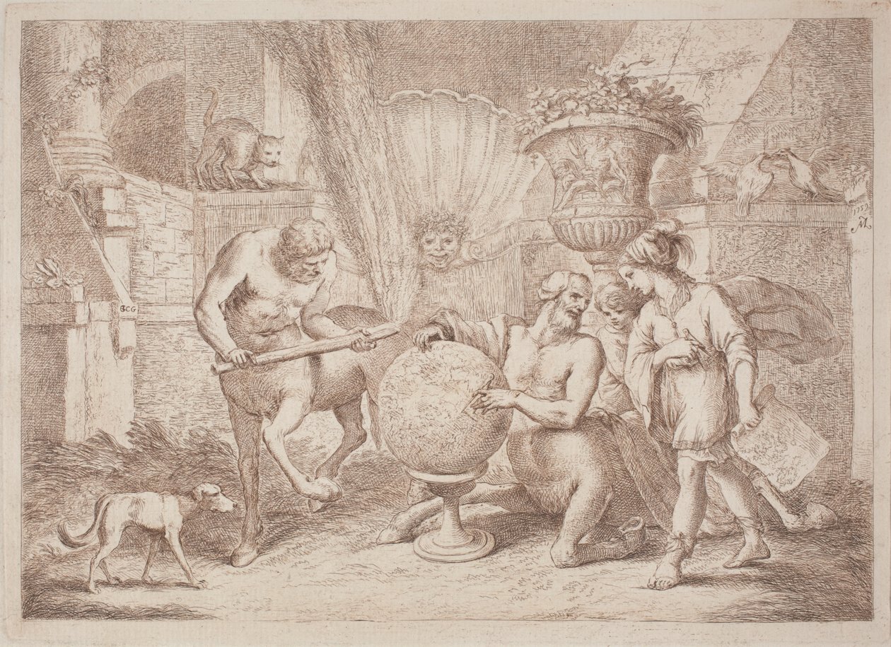Quirón Enseña Geografía a Aquiles de after Giovanni Benedetto Castiglione Gaetano Zompini