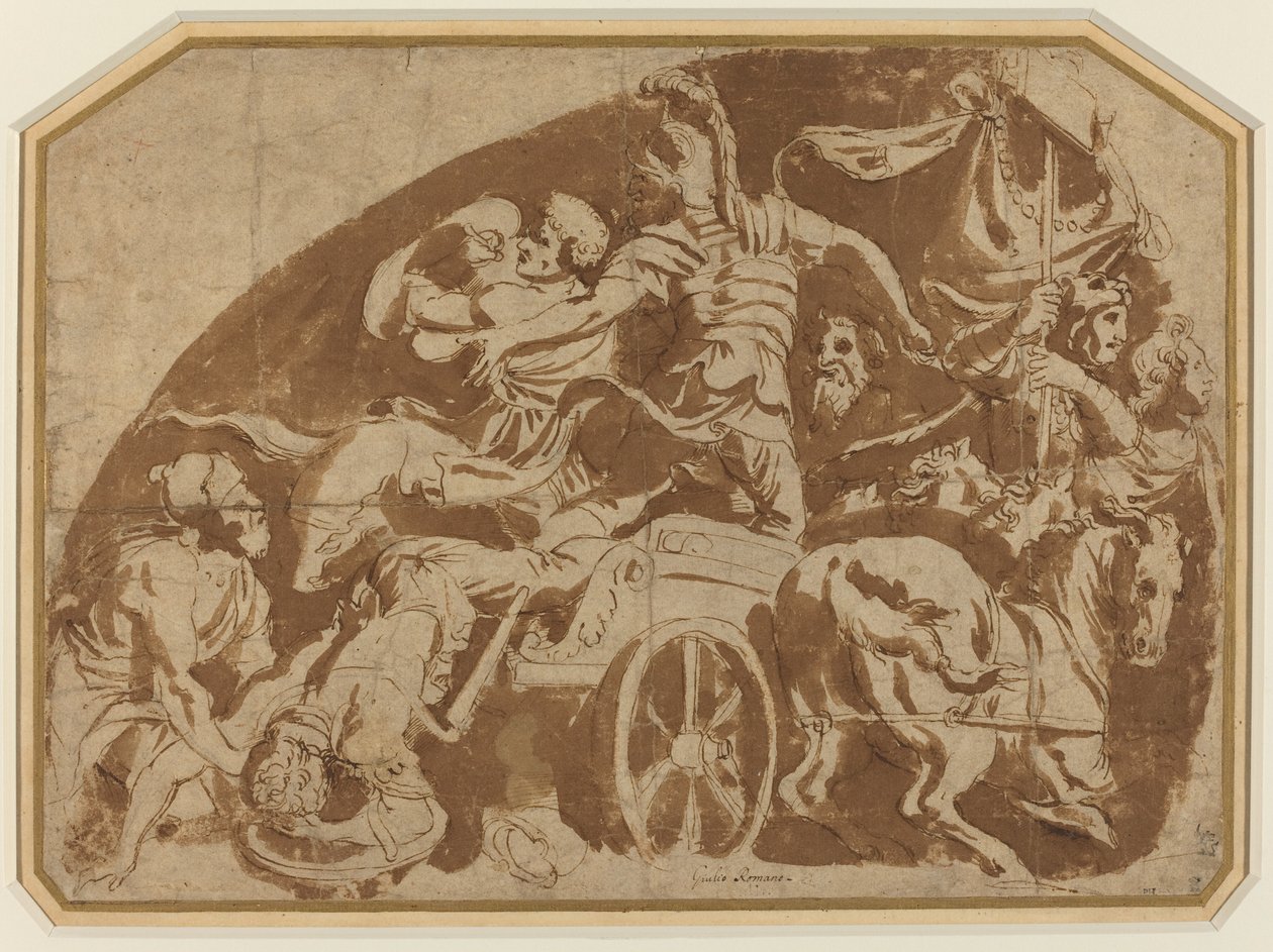 Huida de Meriones, con Coeranos Muerto Siendo Arrastrado desde el Carro de after Giulio Romano