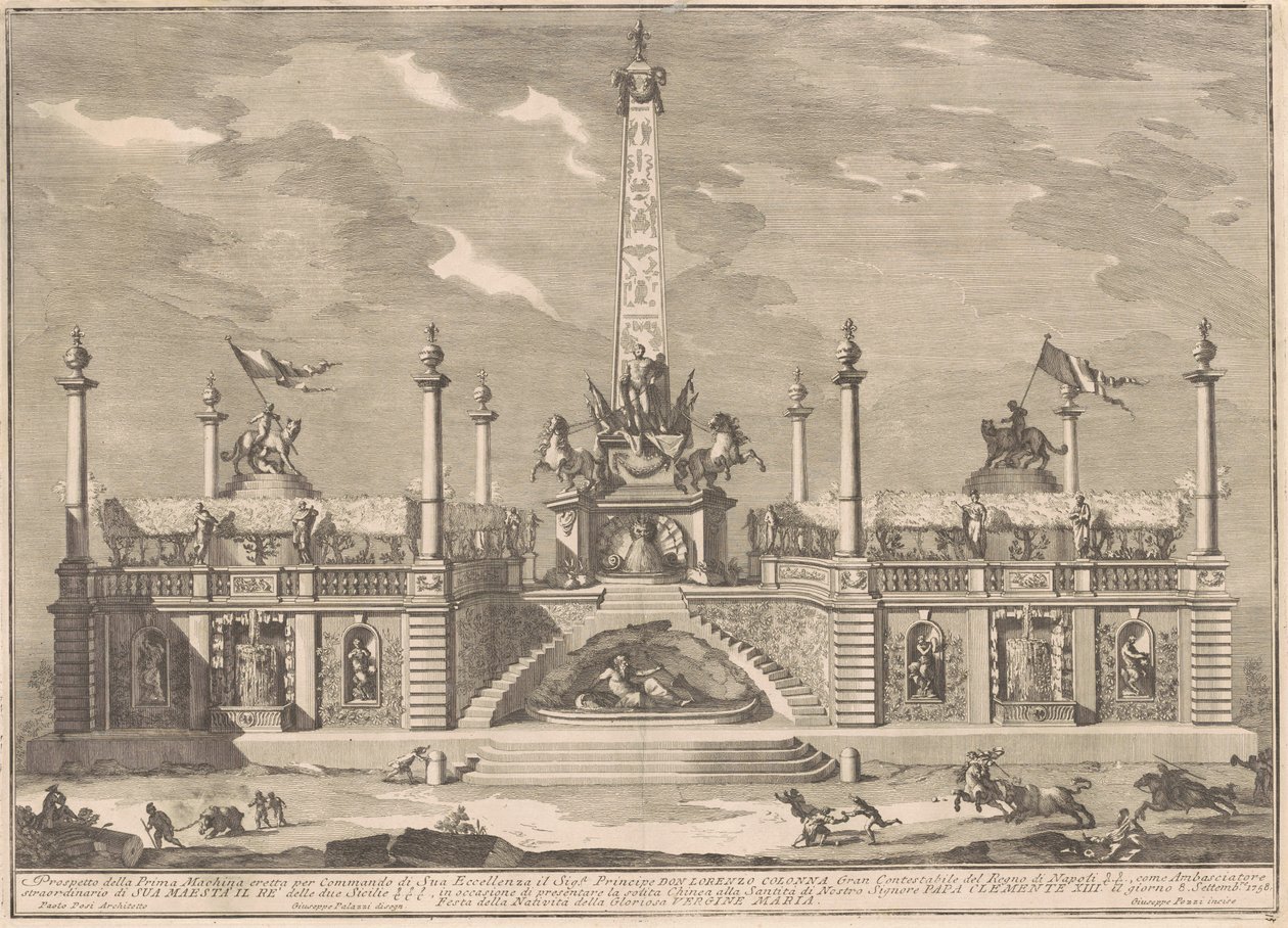 La Prima Macchina para la Chinea de 1758: Una "Deliziosa" con jardines colgantes de after Giuseppe Palazzi Giuseppe Pozzi after Paolo Posi