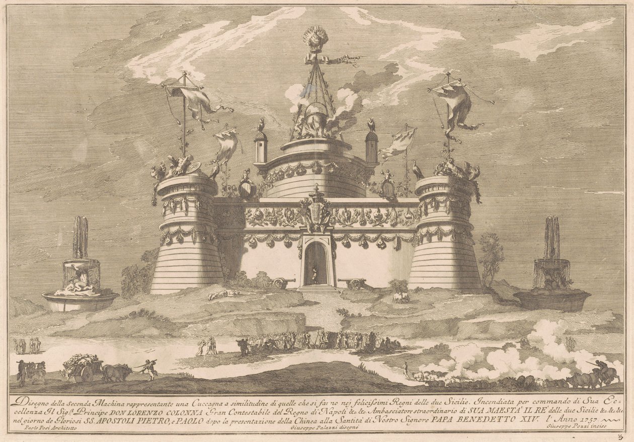 La Segunda Máquina para la Chinea de 1757: La Fortaleza de Cockaigne de after Giuseppe Palazzi Giuseppe Pozzi after Paolo Posi